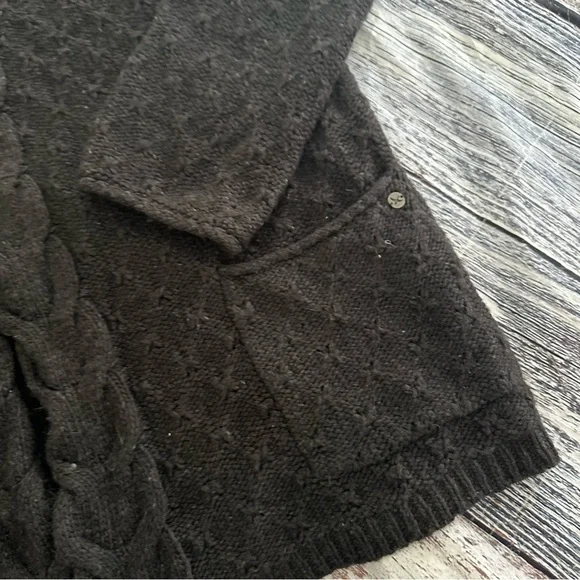 Eddie Bauer Wool Blend Cable Knit Open Cardigan In Charcoal Gray - Picture 2 of 7